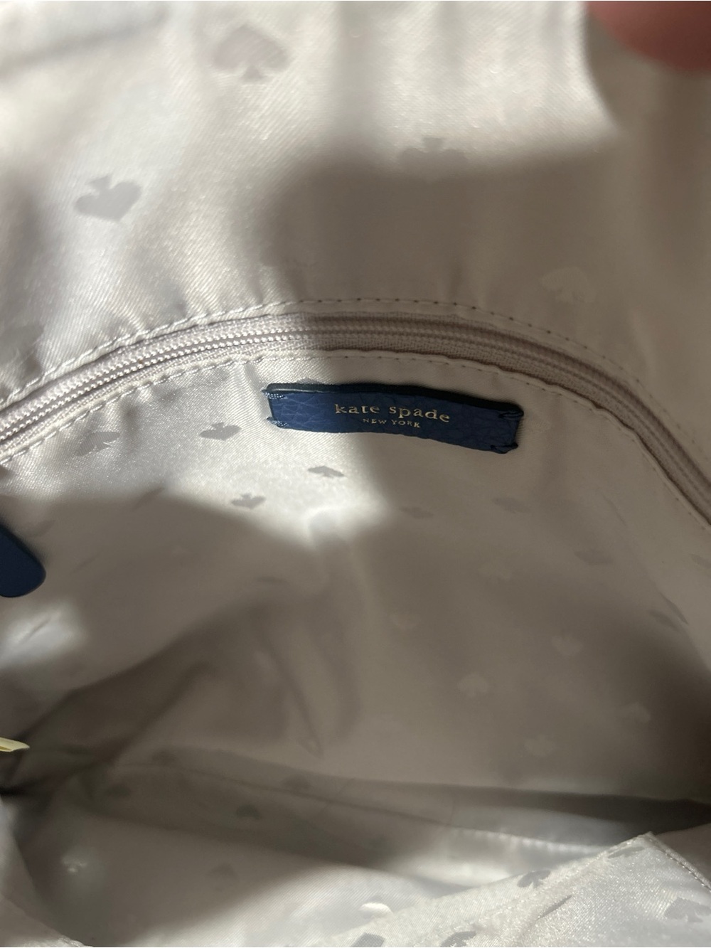 kate spade Blue Pebbled Leather Shoulder Bag with Gold-Tone Zip - Picture 3 of 3